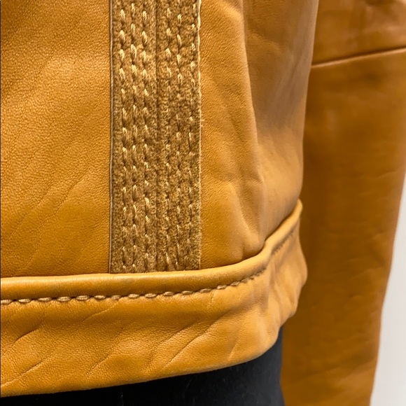 Michael KORS Leather Moto Jacket Biker Coat MK Khaki Cargo Zipper Retro City VTG - Picture 9 of 16